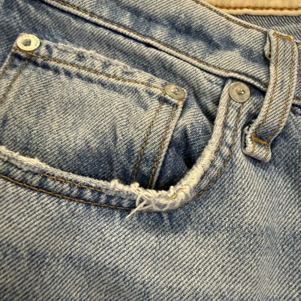 rag & bone Jeans Rosa Mid Rise Boyfriend Distressed Button Fly Raw Hem Sz 26